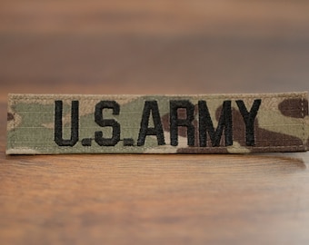 Military Name Tape, Army, OCP, Branch of Service, Hook Fastener, 7-Color