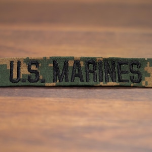 Military Name Tape, Marine, Sew-On Name Tape, Branch of Service, Woodland