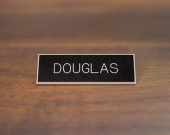 US Army Black Plastic Name Plate, Clutch Pin-on, Badge, Custom Name Plate, Rough Large
