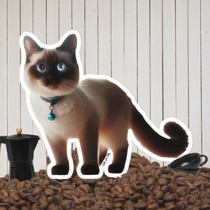 Cute Siamese Cat Sticker - perfect gift put on for water bottles, mirrors, luggage, laptops, phones, mugs, tumblers, notebooks, bike, helmet