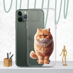 Snarky Orange Tabby Cat Clear MagSafe iPhone Case, Tough Cat iPhone case, Tom Cat Clear iPhone Case, Cute Cat iPhone, iPhone 15/14/13/12/11