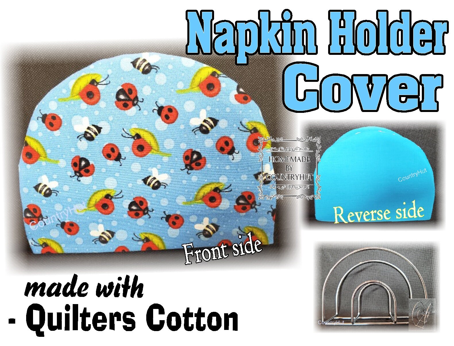 Ladybugs Bees, Snails - NAPKIN HOLDER Cover - housewarming - table setting - coffee station