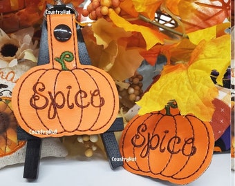 Pumpkin Spice Key Fob – Embroidered Keychain, Backpack Zipper Pull tag