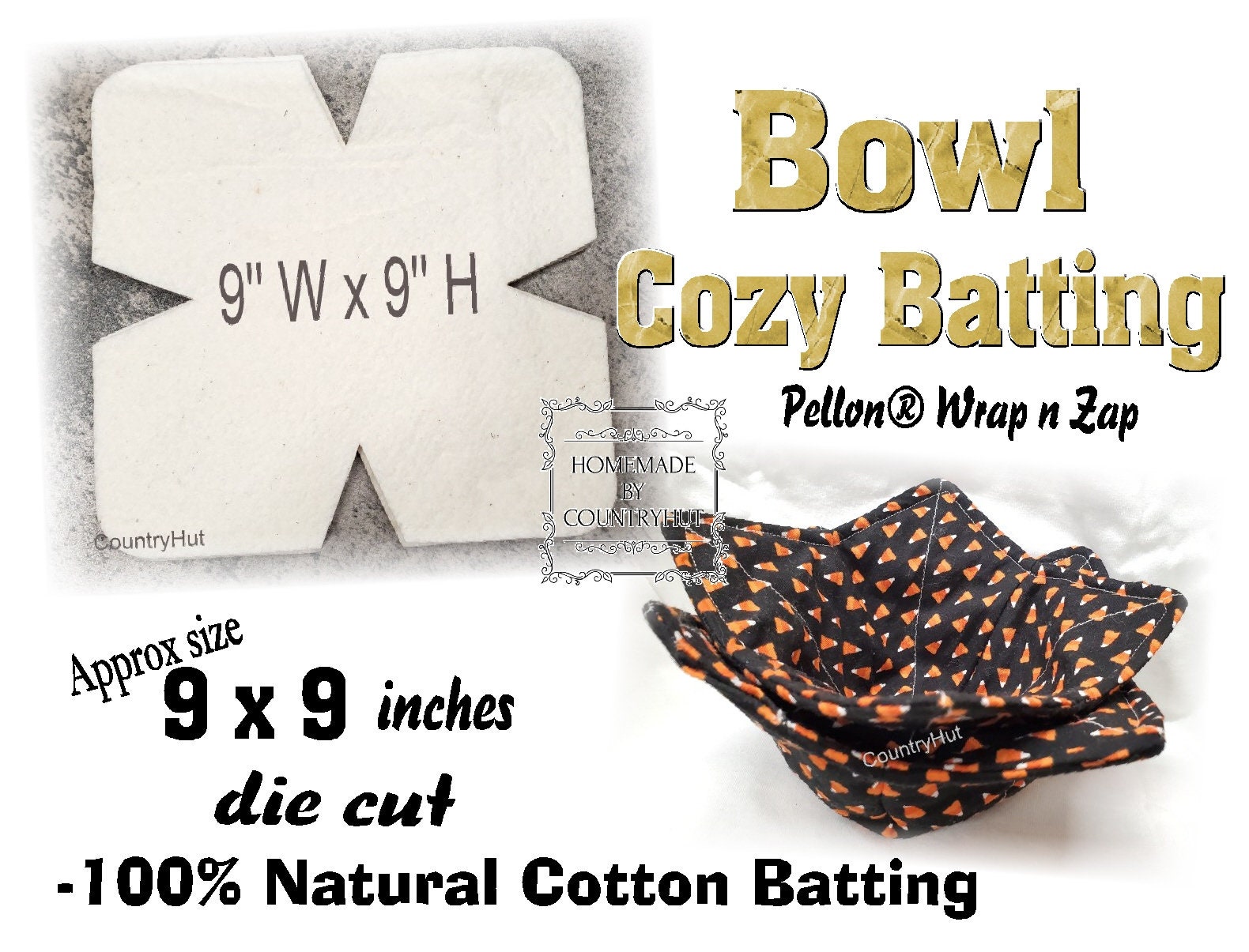 2 Yds 72 X 90 Warm & and Natural Cotton Quilt Batting Soup Bowl Cozy Cozies  Pot Holder Hot Pad Plate Pan Holder Trivet Lining Made USA 