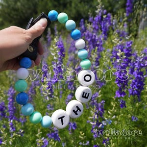 Custom Dog Collar with Name | Blue & Green Beaded Pet Collar | Handmade Personalized Dog Collar | “Breeze”