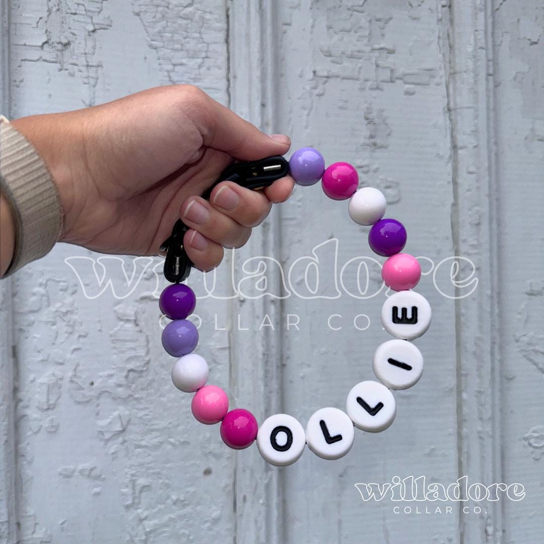 Personalized Beaded Dog Collar with Buckle or O-Ring - Berry (Pink, and Purple Variety) Willadore Collar Co.