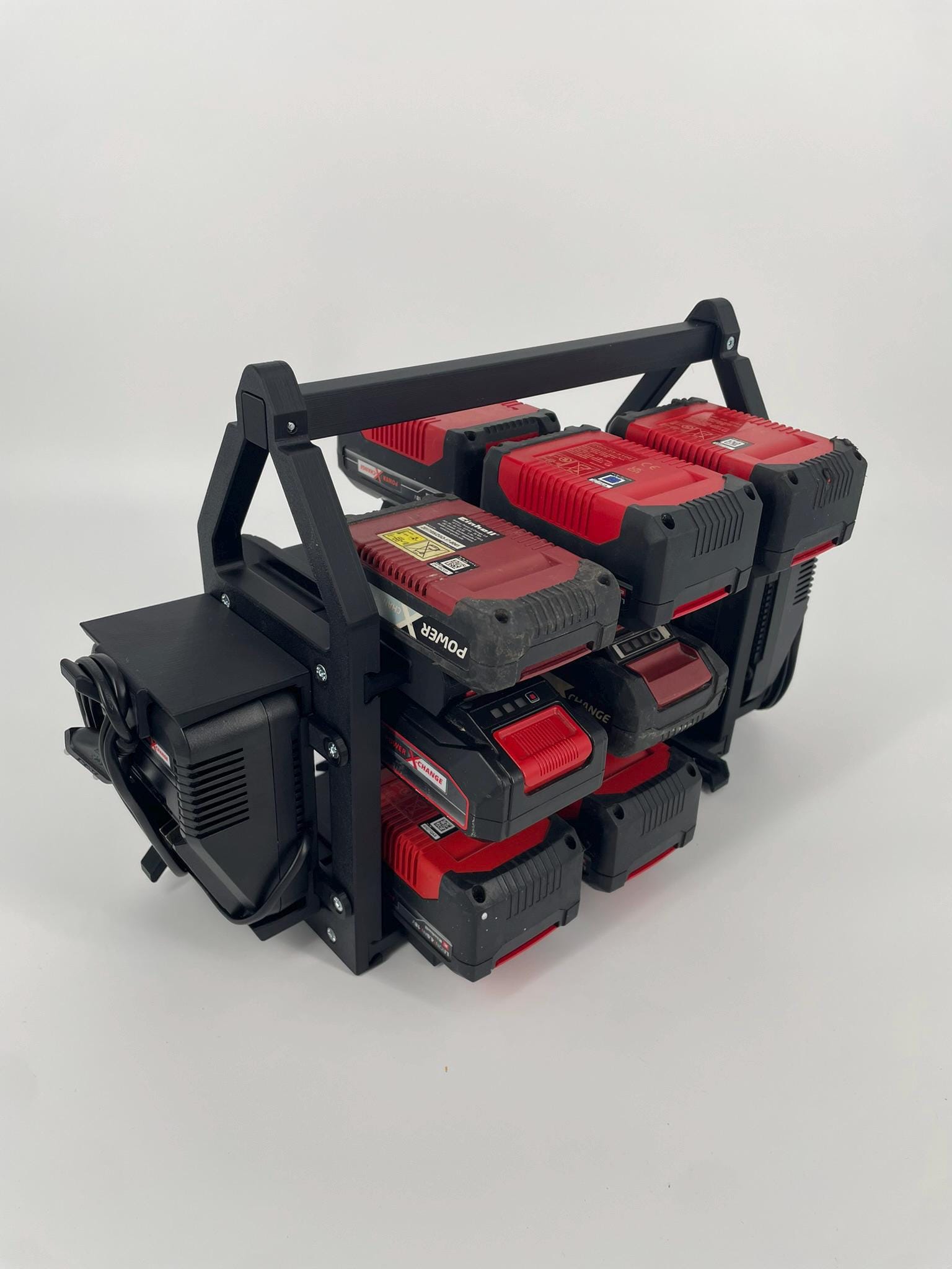 Support de batterie et de chargeur Einhell, peut contenir jusqu'à 18 batteries simultanément et 2 chargeurs Power X-Charger 3A, cadeau pour les bricol