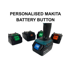 Gepersonaliseerde Makita-accuknop | Aangepaste initialen voor Makita 18V LXT-accu's | Kleurgecodeerde accu-identificatie | Makita-gereedschapscadeau