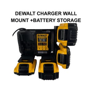 DeWalt DCB1104 oplader wandhouder met accuhouder – Geschikt voor 2 of 4 DeWalt 18V accu's | Werkplaats- en garage-organizer