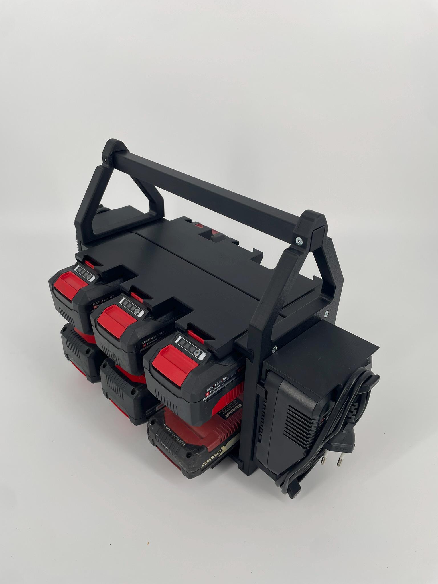 Support de batterie et de chargeur Einhell, peut contenir jusqu'à 12 batteries simultanément et 2 chargeurs Power X-Charger 3A, cadeau pour les bricol