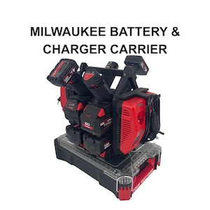Milwaukee Battery & Charger Carry System for Packout | Holds up to 12 Batteries | Organizer for M18 and M12 Chargers