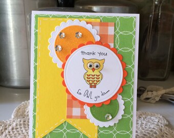 Owl Thank You Teacher Appreciation Card
