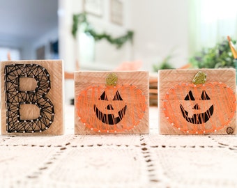 Halloween String Art/Fall Signs/Farmhouse Sign/Wood Block