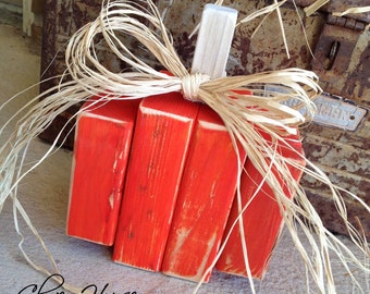 Rustic Stacked Wood Pumpkin: Fall Thanksgiving Decor