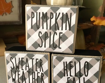 Fall Signs/Farmhouse Sign/Wood Block/Tiered Tray Block