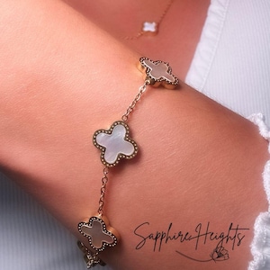 Black silver clover bracelet - Etsy 日本