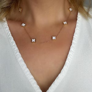 18k Gold Plated Double Sided Lucky Four Leaf Clover Necklace