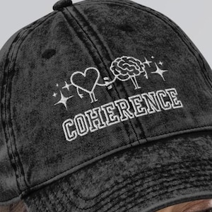 Casquette en sergé de coton vintage brodée Heart Brain Coherence - inspirée de Joe Despenza - cadeau motivant et amusant pour le fan de Dr Joe
