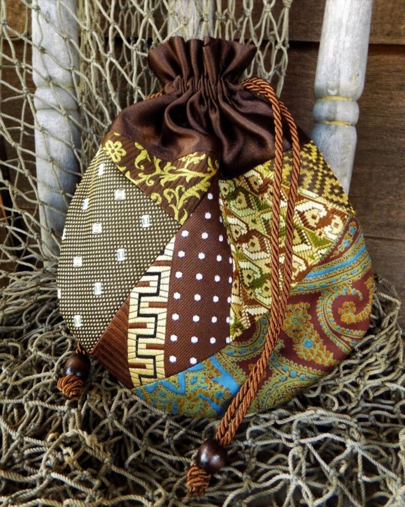 Drawstring Evening Bag Upcycled Vintage Necktie Silk Satin Etsy Ireland