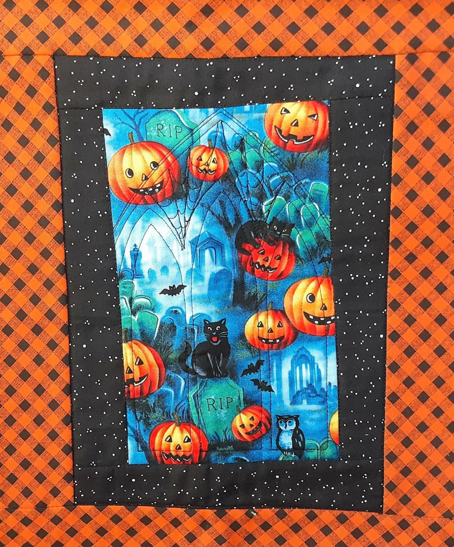 Halloween Table Runner Vintagelook Orange and Black Etsy