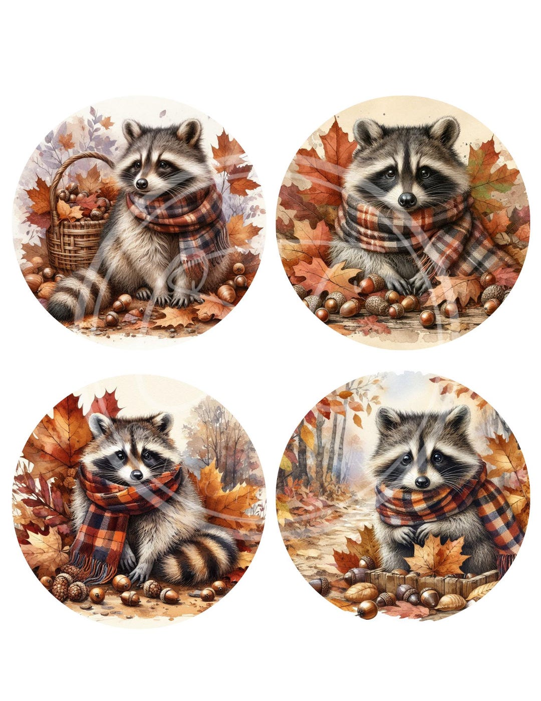 Fall Racoon Decor Fall Raccoon Ornament Printable, Harvest Tag Bundle (digital Download ...