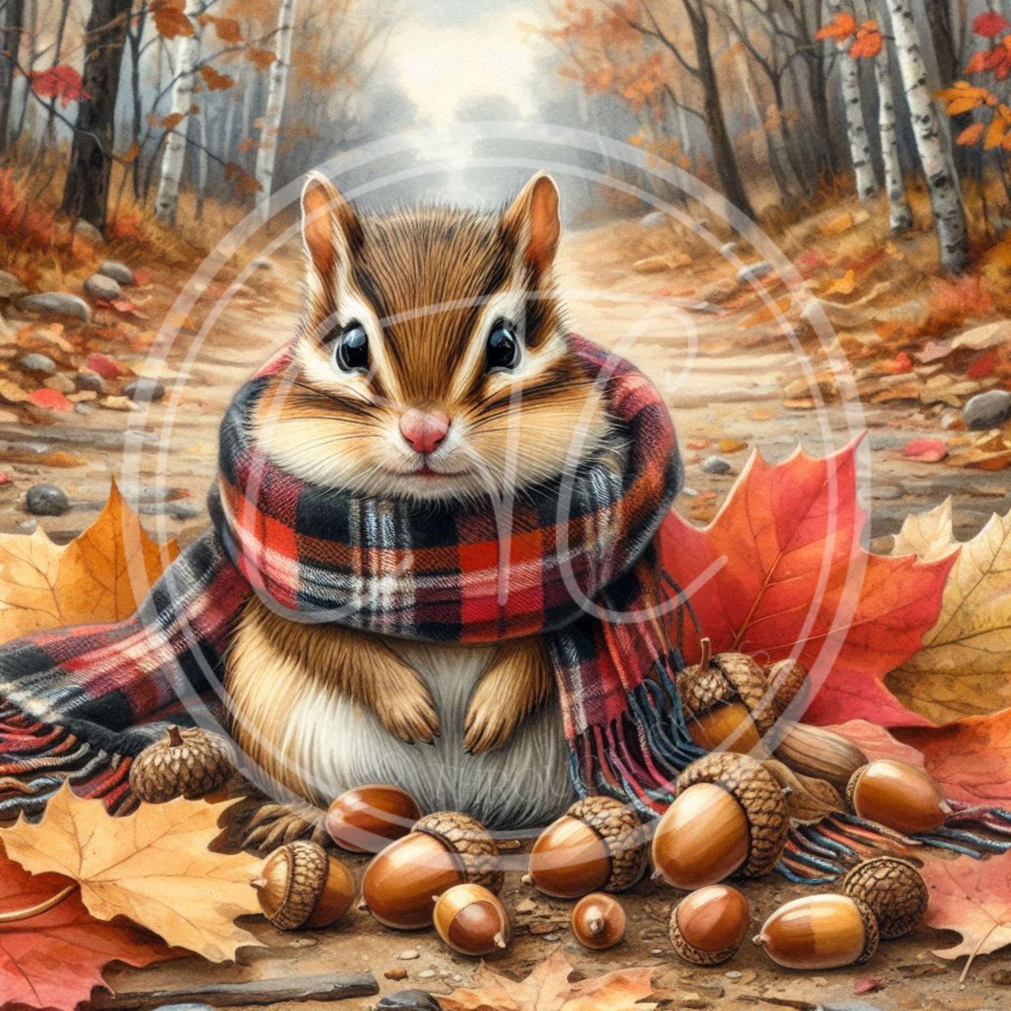 4 Fall Chipmunk Mini Printable Bundle, Fall/harvest Print, Digital ...