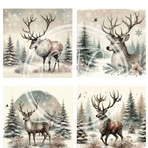 4 Woodland Winter Deer Mini Printable Bundle, Winter/Christmas Print, Digital Download 4x4