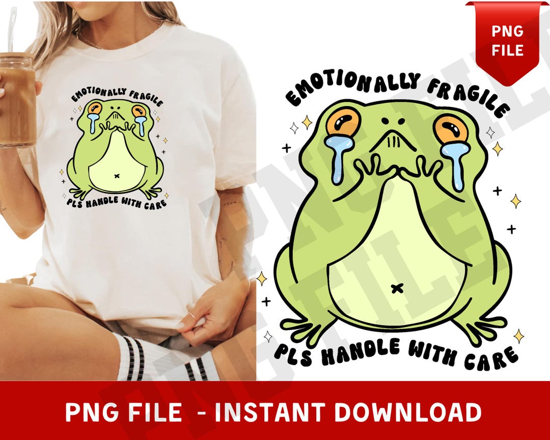 Groovy Retro Frog Crying Sticker Png, Emotionally Fragile Pls Handle ...