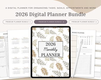 Monthly Planner Editable or Printable Template | 2026 Planner | Digital Bundle