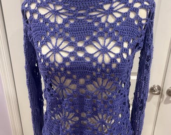 Handmade Crochet Mesh Flower Sweater