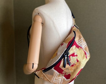 ‼︎値下げ‼︎ 【未使用】オニックスの美術工芸品 Handmade Japanese Silk Obi Tote Bag - Antique Gold Fan