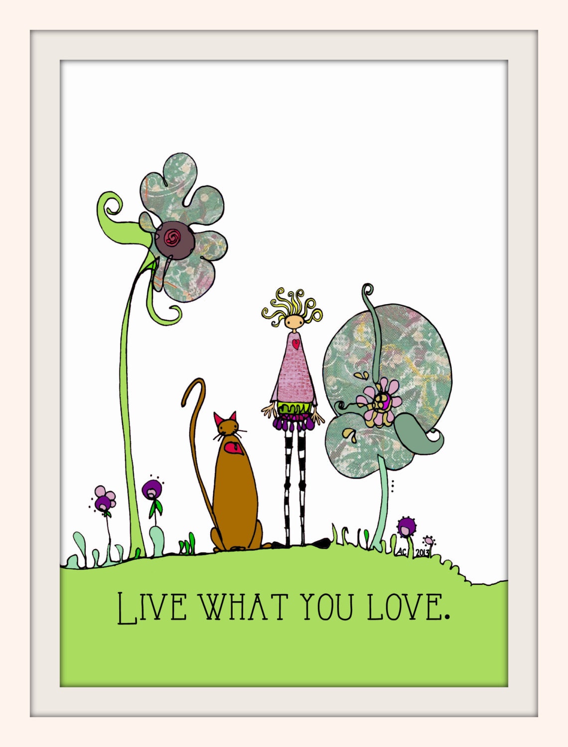 Live What You Love Illustration Whimsical Art | Etsy