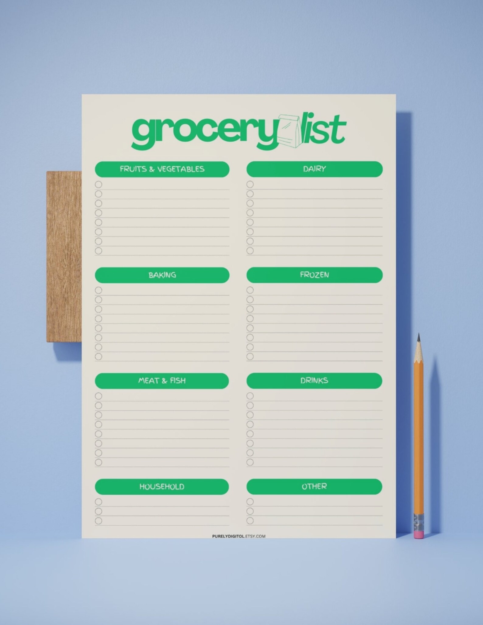 Printable Grocery List Template Grocery Planner for Food Shopping A4 ...