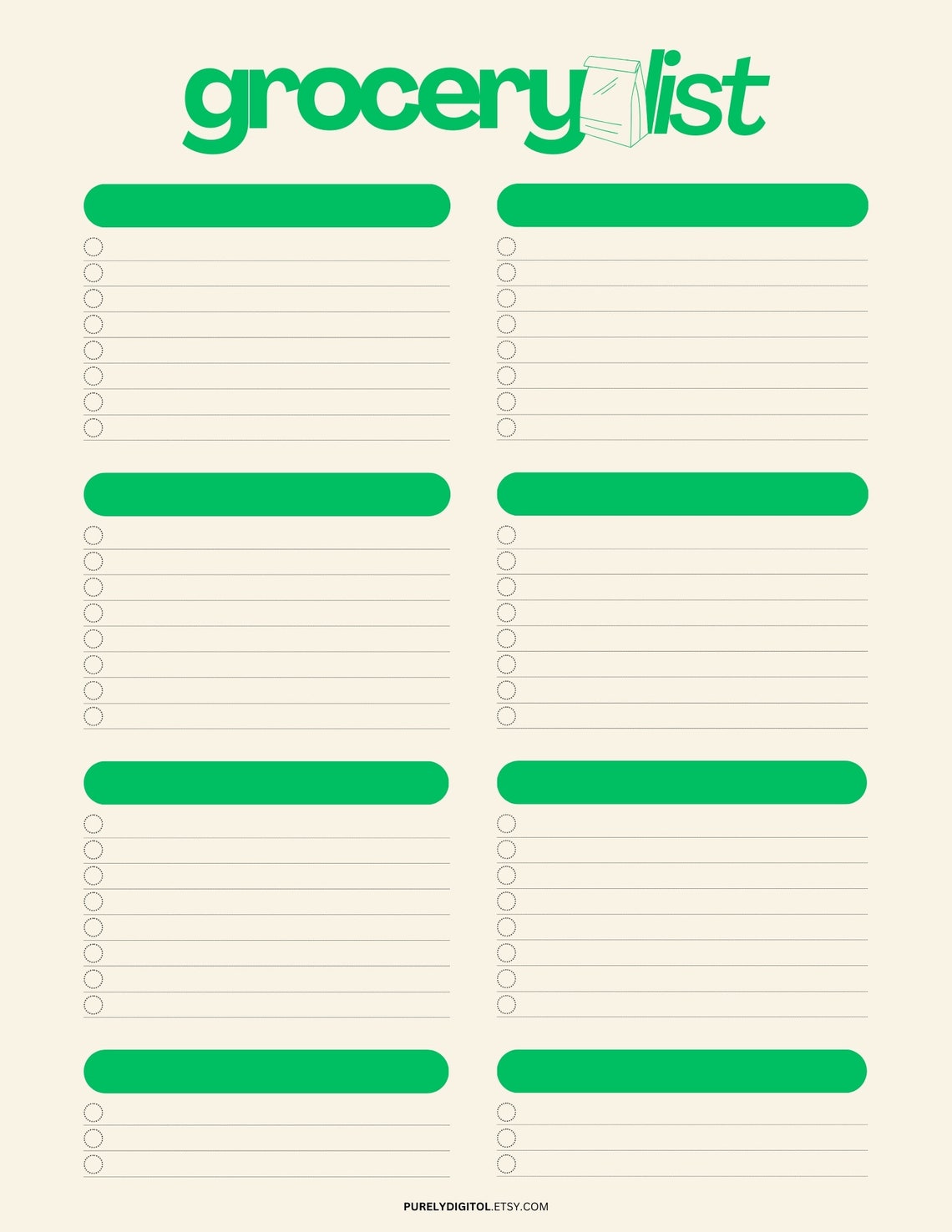 Printable Grocery List Template Grocery Planner for Food Shopping A4 ...