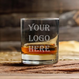 Custom Engraved Whiskey Glass - Promotional Whisky Glass for Business Branding, Personalized Logo 10.5 oz Whiskey Glasses Bulk Branded Gifts