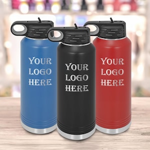 Custom 40 oz Water Bottle Bulk Tumblers Business Logo Water Bottle, Custom Water Bottle Engraved Logo, Name, Monogrammed Water Bottle Gift