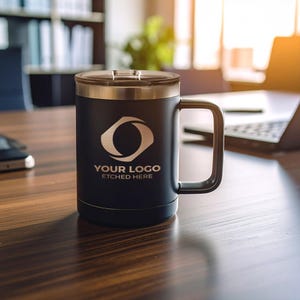 Custom Logo Tea Mug With Lid - Vacuum Insulated Stainless Steel 15 Oz Travel Coffee Mug Gift For New Business Owner, Employee, Client
