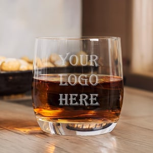 Personalized Lowball Rocks Glass 10 oz Bar Glasses Custom Engraved Logo Bar ware Business Logo Promotional Item Bourbon Glass Client Gift