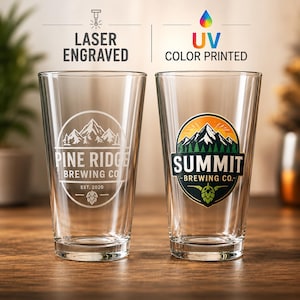 Vasos de cerveza personalizados al por mayor, grabados o con impresión UV, de 473 ml (16 oz).