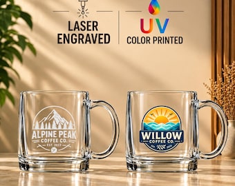 12.25oz Coffee Mug, Custom Logo Engraved or UV Print Business Gift