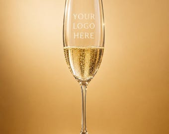 Personalized 8oz Champagne Flute, Personalized Logo Glasses for Small Business Milestones, Anniversary Grand Opening Launch Party Toasting