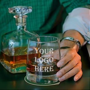 Custom Engraved Libbey 12 oz Whiskey Glass - Promotional Items for Small Business, Personalized Logo Company logo Business Branding Glasses