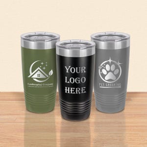 Custom Engraved Logo 20 oz Bulk Tumblers, Corporate Gift Idea Small Business Owner Logo Here Business Marketing Gift, Company Logo Tumbler