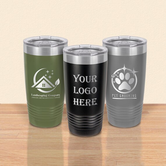 Custom Engraved Logo 20 oz Bulk Tumblers, Corporate Gift Idea Small Business Owner Logo Here Business Marketing Gift, Company Logo Tumbler