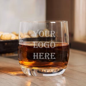 Custom 10 oz Lowball Whiskey Glasses - Company Logo Engraved Bourbon Glass - Personalized Rocks Glass for Corporate Gifts, Company Events