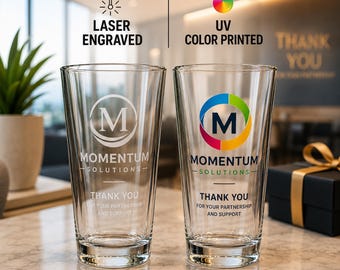 Custom Pint Glass, 16oz Personalized Beer for Corporate Gifts and Bulk Giveaways