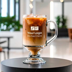 10oz Custom Logo Footed Glass Mug – Personalized Business Appreciation Gift
