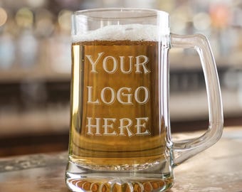 Custom Logo / Design 25oz Beer Mug Glass, Personalized Beer Glass Mug Beer Lover Gift, Custom Etched Beer Mugs Bulk Glasses Gift