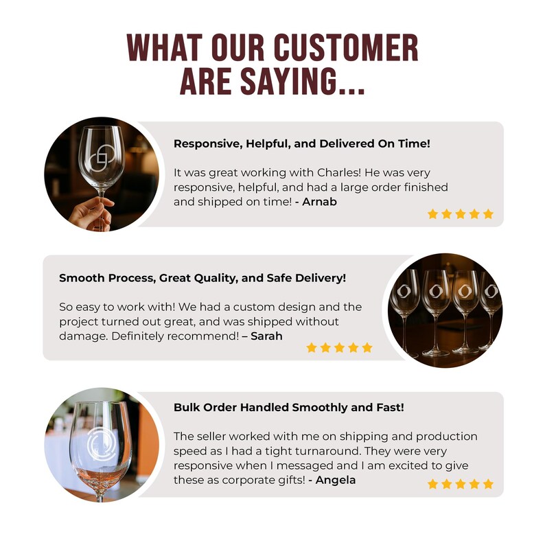 three positive reviews from customers who are satisfied with the service provided by a company. The reviews highlight the responsiveness, helpfulness, and timely delivery of the company's products.