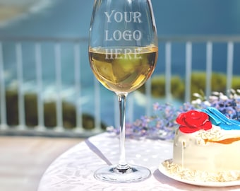 Personalized Logo Wine Glasses, Custom 19oz Stemmed Wedding Favor Glass